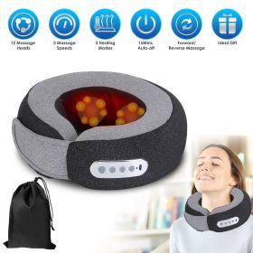 1Pc 2 In 1 Neck Massager Pillow with Heat Electric Memory Foam Travel Pillow Shiatsu Neck Massager with 3 Speeds Timer for Home Office Travel