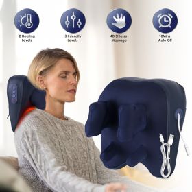 Shiatsu Neck & Shoulder Massager - 4D Deep Kneading, Rechargeable & Portable, Adjustable Heating & Intensities - Includes Storage Bag