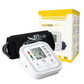 Automatic Upper Arm Blood Pressure Monitor Pulse Meter BP Machine Voice Talking (Option: White)